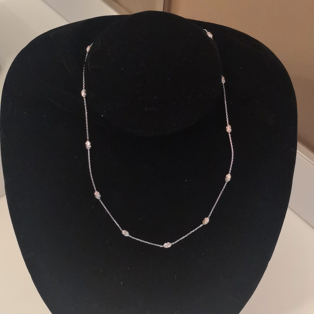 Sterling Silver Chain Necklace with Silver Beads